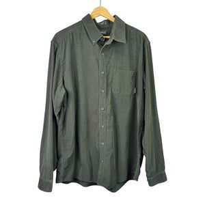 Eddie Bauer Green Corduroy Button Down Shirt Size XLarge Tall 100% Cotton